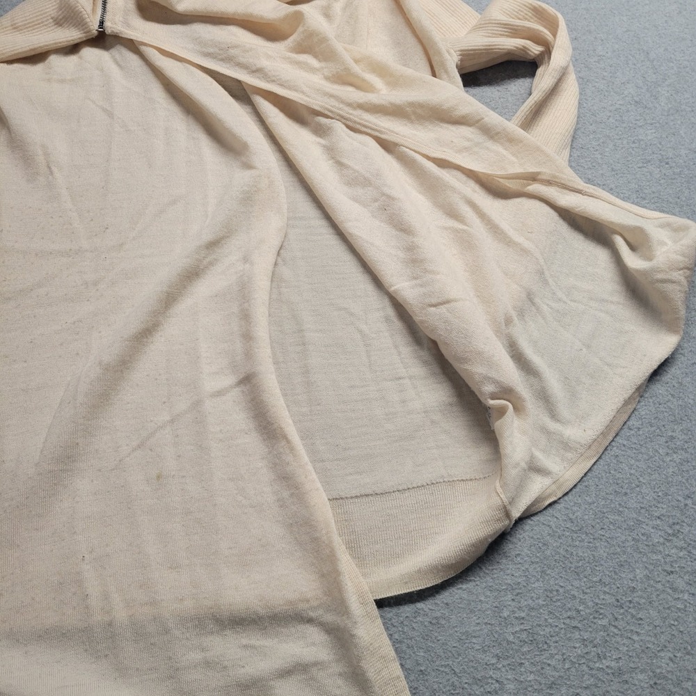 AllSaints Merino Wool Draped Cowl Neck Asymmetrical Sweater Cream Small - Picture 9 of 13